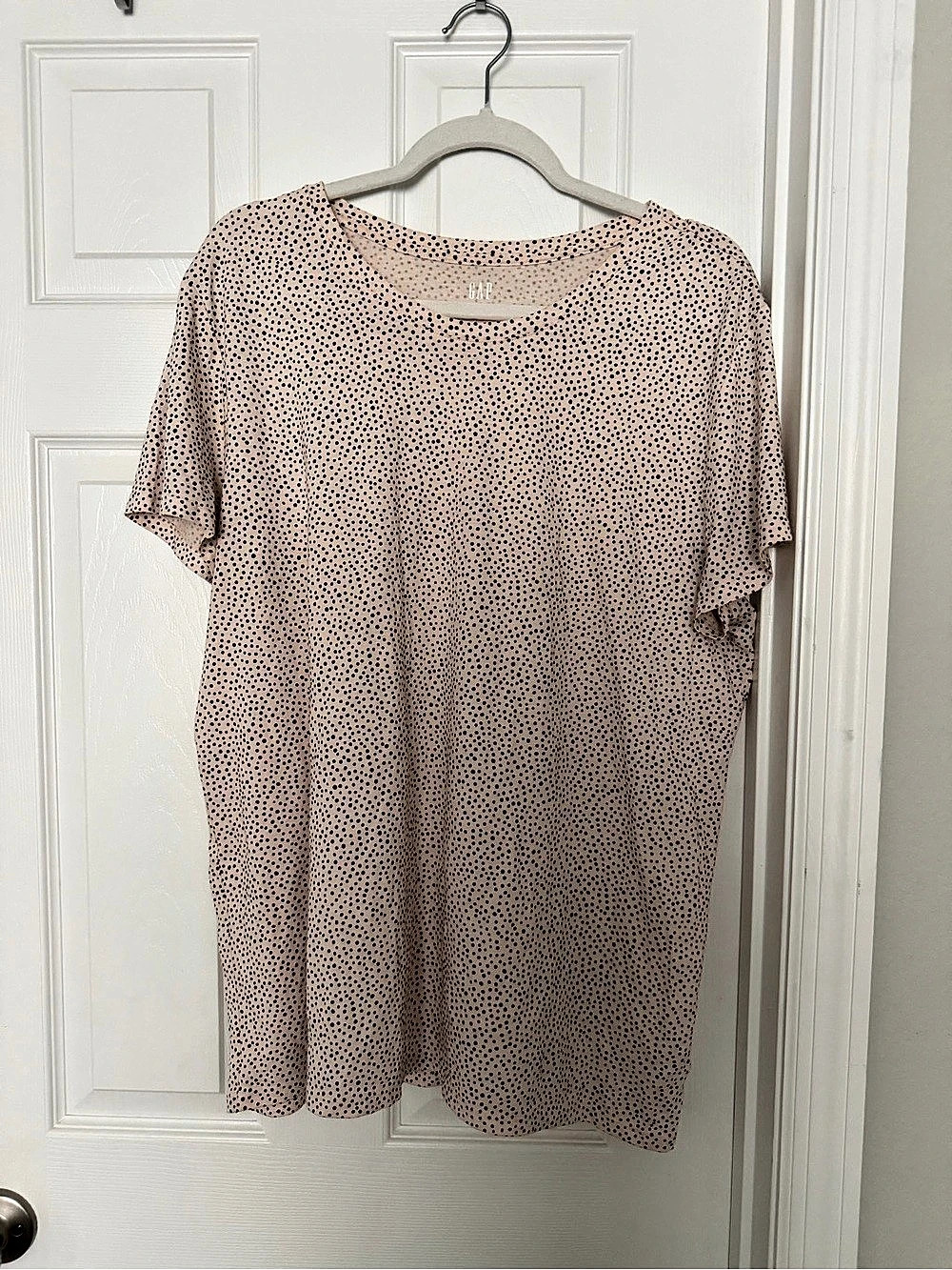 GAP Women’s XXL Blush Pink Black Polka Dot Soft Modal Blend T-Shirt